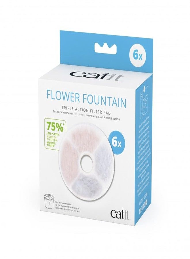 Catit Triple Action Replacement Original Water Fountain Filters, 6 Pack - Official Replacement Filters for Catit Cat Drinking Water Fountains