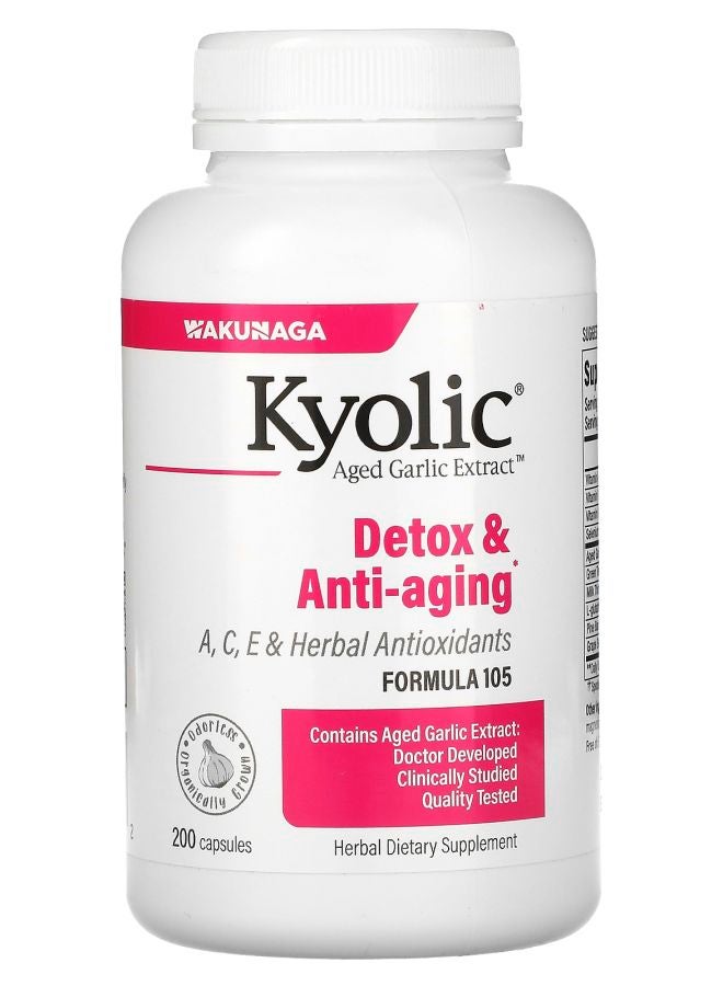 kyolic Aged Garlic Extract Detox & Anti-Aging Formula 105 200 Capsules