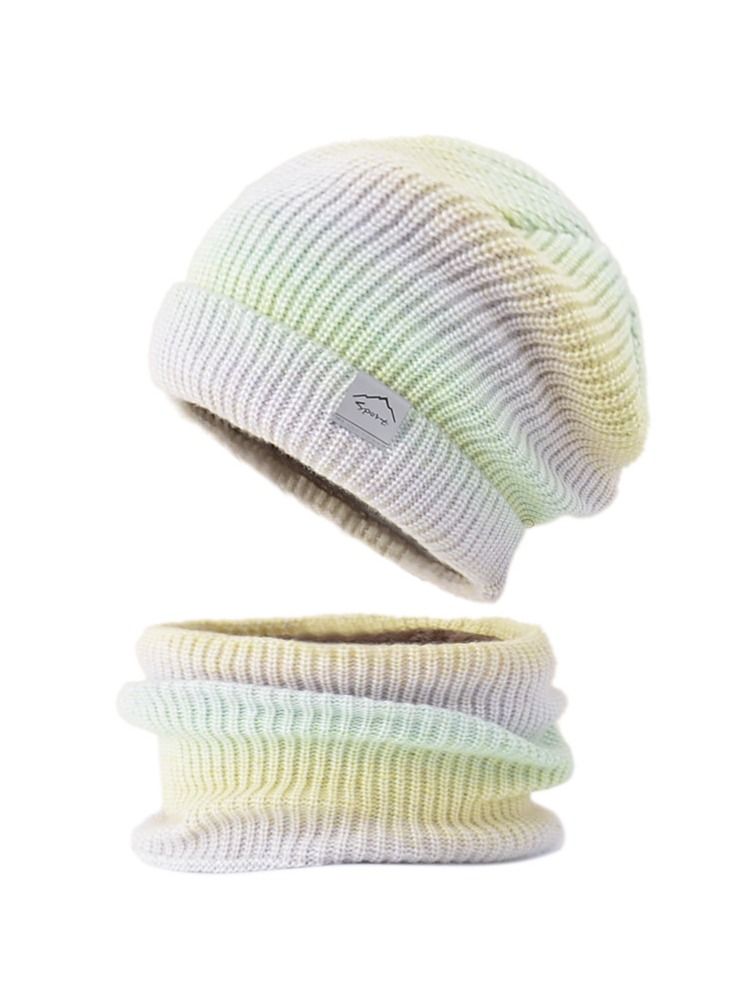 Loquat Winter Padded Set Cap Knitted Hat Scarf 2-Piece Set
