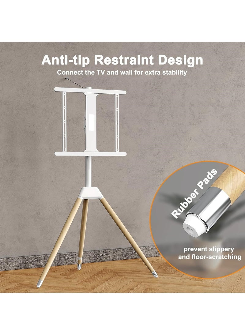 Tripod TV Floor Stand for Universal 32-60 Inch TVs,Height Adjustable Easel TV Stand Mount Height Adjustable with Swivel and Tilt,Max Load 35KG,White.  - Image 3
