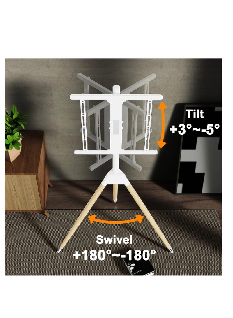 Tripod TV Floor Stand for Universal 32-60 Inch TVs,Height Adjustable Easel TV Stand Mount Height Adjustable with Swivel and Tilt,Max Load 35KG,White.  - Image 5