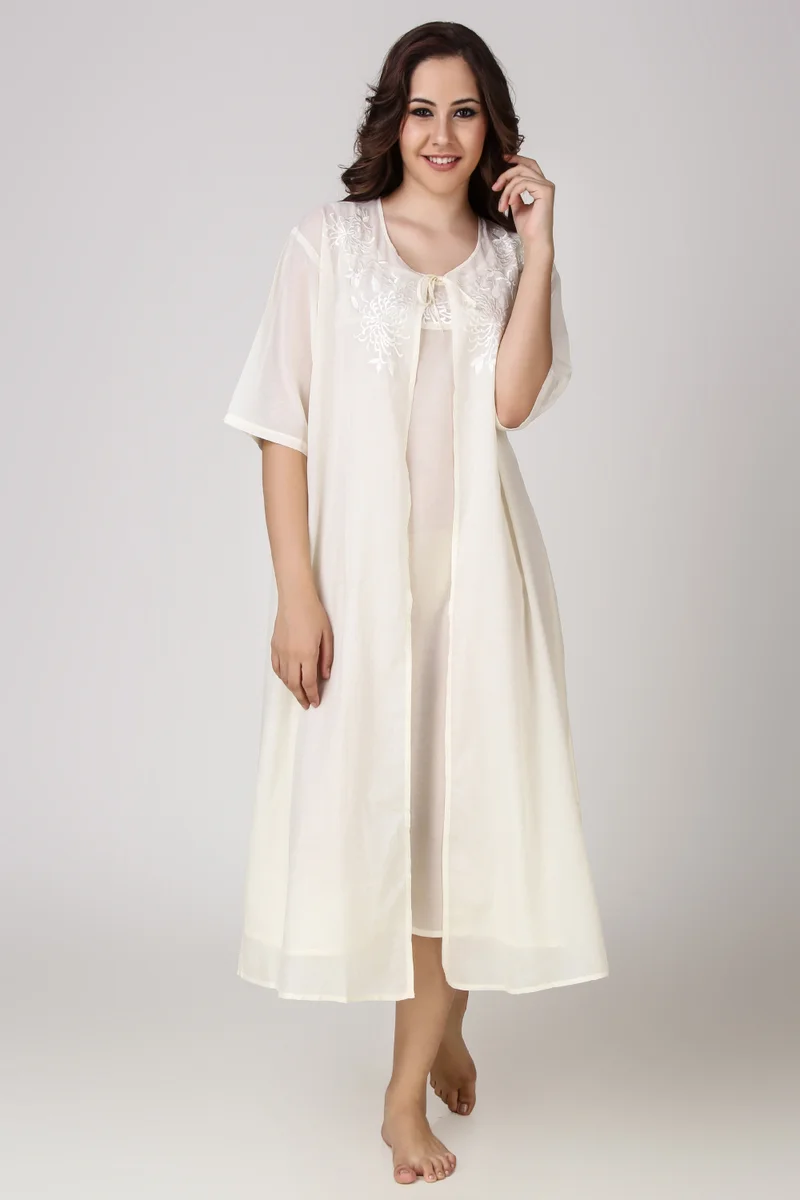 After Dark Samantha, Embroidered Nightdress and Gown
