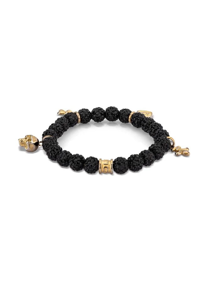 POLICE Rebelcharm Jet Pave Grey Beads Bracelet for Men