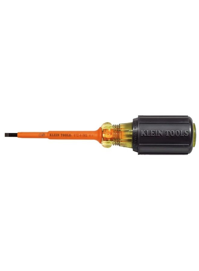 Klein Tools 612-4-INS Insulated 1/8-Inch Slotted Screwdriver, 4-Inch - Image 1