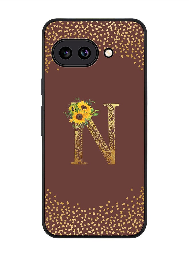 Stylizedd For Google Pixel 9a Case,Slim fit Camera Protection, Shockproof Thin Phone cover  - Custom Floral Monogram - N  (Brown )