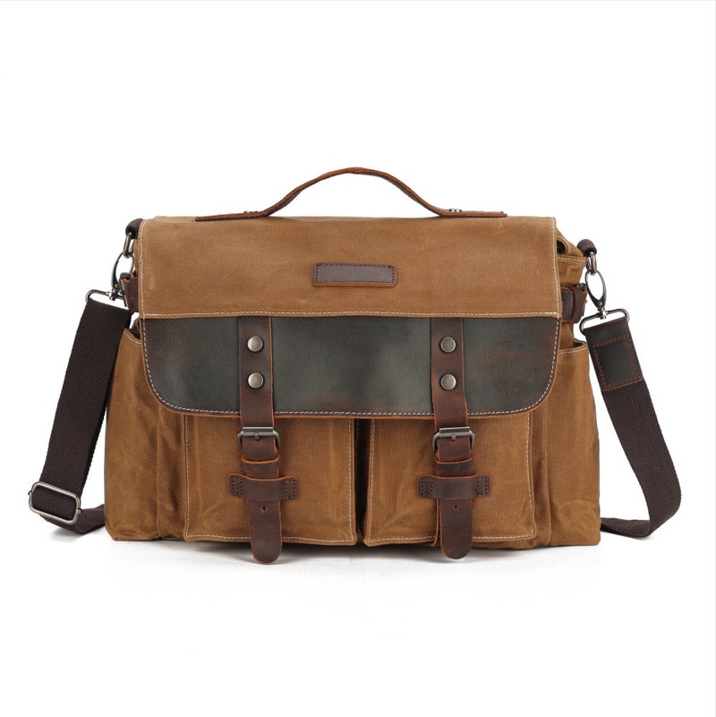 Men'S Canvas Shoulder Bag New Men'S Crossbody Bag Contrasting Color Casual Bag Multi-Functional Men'S Crossbody Bag - Image 1