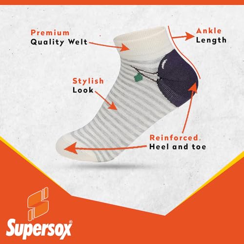Supersox Women Funky Design Pattern Casual Sneaker Length Compact Combed Cotton Socks Combo Packs of 5 (Funky Design 2), Multicolor - Image 3