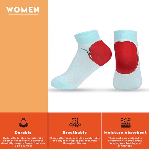 Supersox Women Funky Design Pattern Casual Sneaker Length Compact Combed Cotton Socks Combo Packs of 5 (Funky Design 2), Multicolor - Image 4