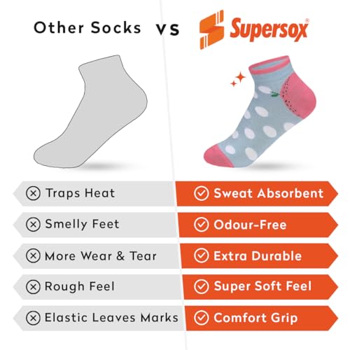 Supersox Women Funky Design Pattern Casual Sneaker Length Compact Combed Cotton Socks Combo Packs of 5 (Funky Design 2), Multicolor - Image 5