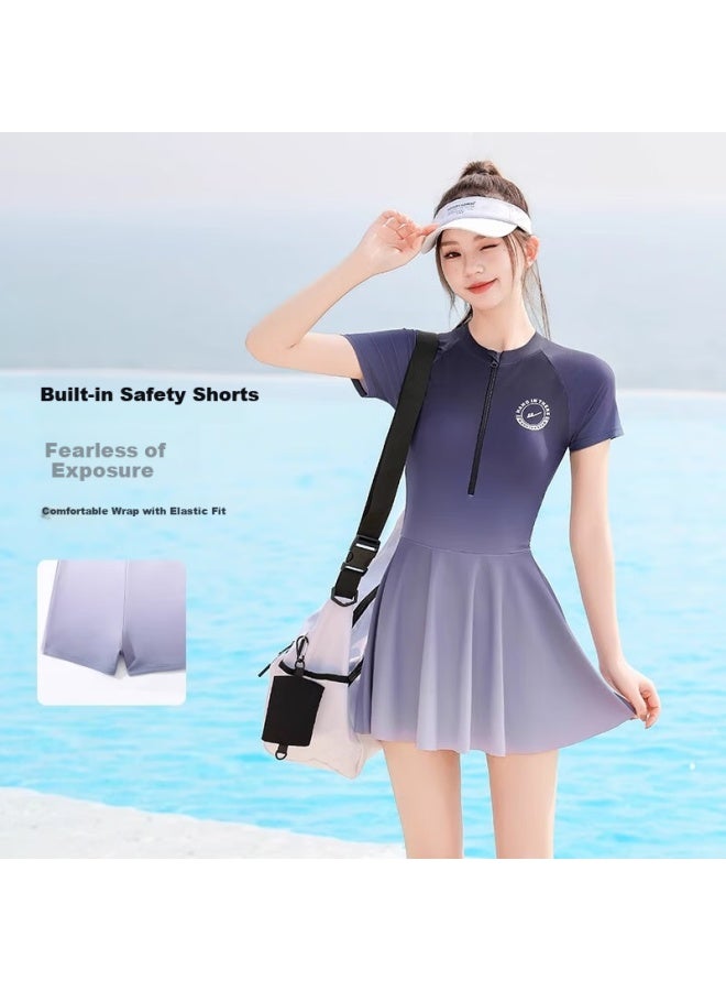 Pull Back Huanqiu Women's High-end Explosive One-piece Square Leg Swimsuit For Swimming Pool Special Use To Cover Belly And Show Slim 15178 XL - Image 3
