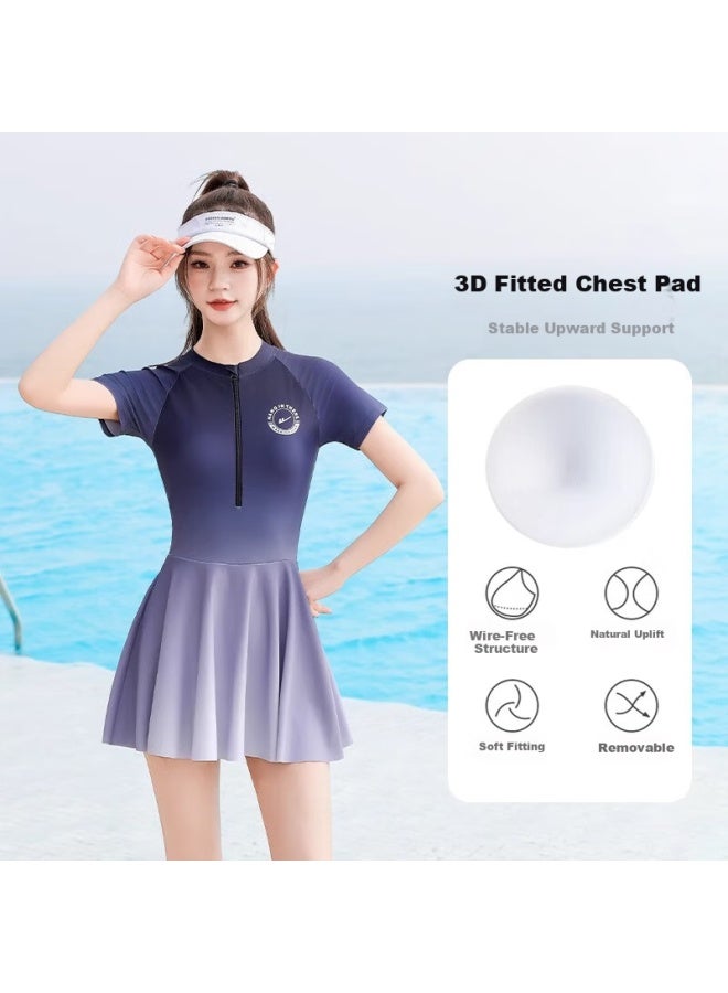Pull Back Huanqiu Women's High-end Explosive One-piece Square Leg Swimsuit For Swimming Pool Special Use To Cover Belly And Show Slim 15178 XL - Image 1