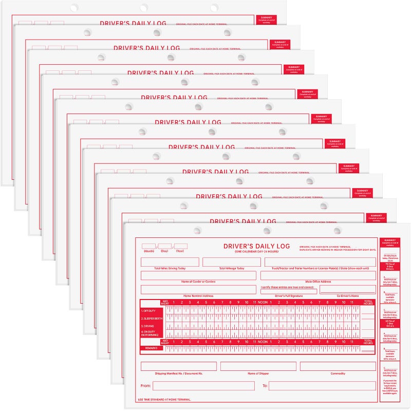 Weekgrat 10 Pack 2026 New Driver Daily Log Book 8.5" x 5.5" Log Book with Detailed Driver Vehicle Inspection Report Recap for Truck, 2-Ply Carbonless (Loose-Leaf) - Image 1