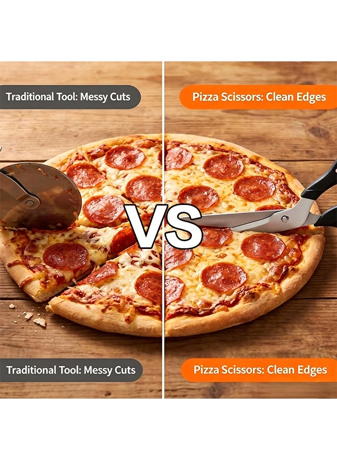 Sweet Life Pizza Scissors, Pizza Cutter, Ultra Sharp Detachable Blade with a Tray, Ergonomic Soft TPR Grip, 10.3Inch, Black&Red - Image 4