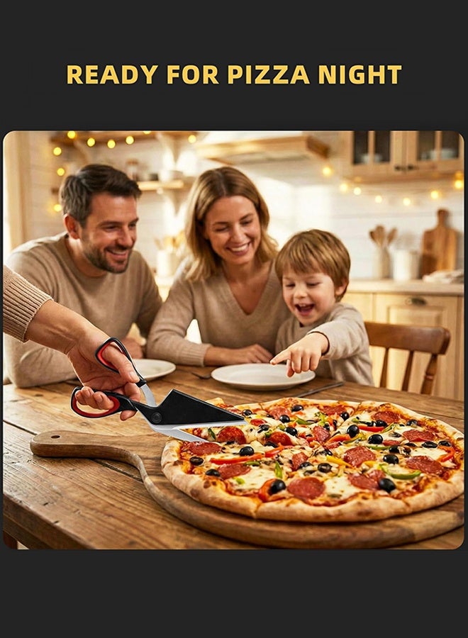 Sweet Life Pizza Scissors, Pizza Cutter, Ultra Sharp Detachable Blade with a Tray, Ergonomic Soft TPR Grip, 10.3Inch, Black&Red - Image 5