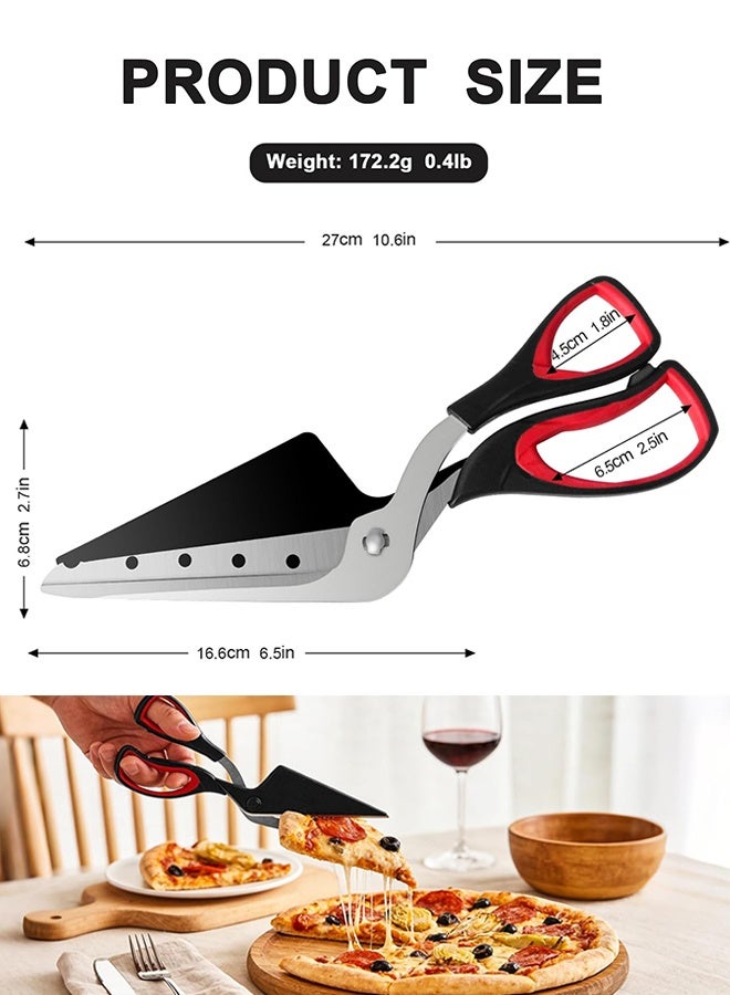 Sweet Life Pizza Scissors, Pizza Cutter, Ultra Sharp Detachable Blade with a Tray, Ergonomic Soft TPR Grip, 10.3Inch, Black&Red - Image 2