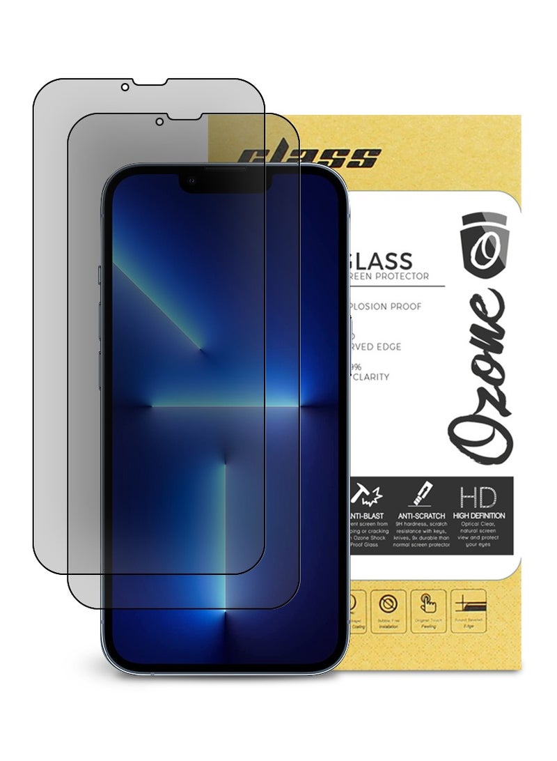 O Ozone [Pack Of 2] Privacy Screen Protector Compatible with iPhone 13 Pro 6.1 Inch Full Coverage Tempered Glass Screen Cover