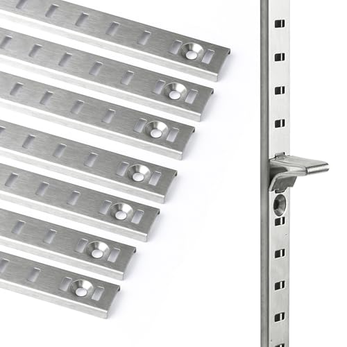 Bueyfolt 20 Sets 17 Inch Pilaster Shelf Brackets Adjustable Mortise Mount Shelf Rails with 3 Pilaster Clips and Screws for Wall Shelving System - Image 1