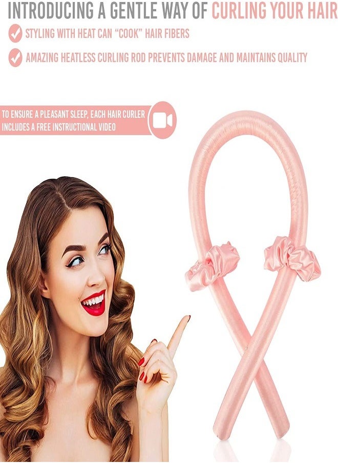 Heat Free Satin Curling Wand + 2 Satin Hair Scrunchies - Wand and headband colors may vary