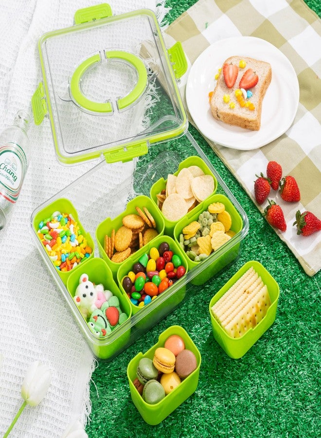 WACOI Divided Snack Serving Tray with Lid and Handle Travel Snackle Charcuterie Container Portable Storage Organizer for Candy, Fruits, Nuts, Snacks, Party, Picnic (1pack, Green) - Image 5