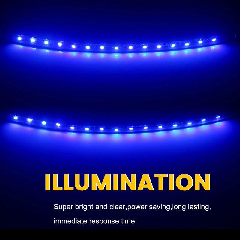 YM EBright YM E-Bright Upgrade Blue Golf Cart Lights Car Underglow Led Strip Lights for Marine Boat Deck Motorcycles Kayak Interior Exterior 5050 Chipset 15SMD Waterproof IP67 DC 12V(Pack of 4) - Image 3
