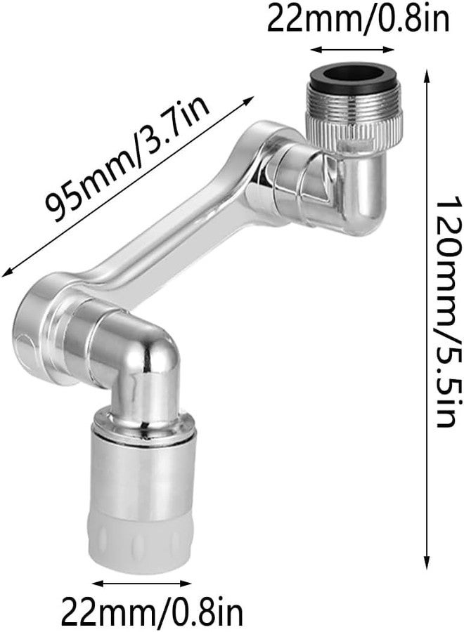 Alark 1080� Rotating Faucet Extender Aerator Solid Brass Universal Splash Filter Adaptor, Robotic Arm Extender with 2 Ways Water Saver Faucet Outlet Modes, for Bathroom Kitchen Sink (11x6x5 CM) - Image 2