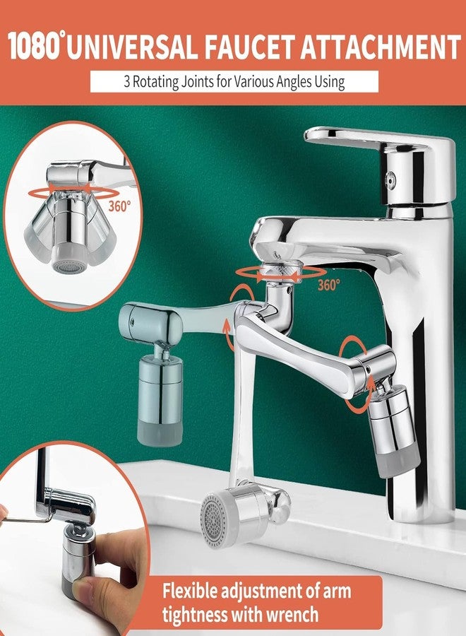 Alark 1080� Rotating Faucet Extender Aerator Solid Brass Universal Splash Filter Adaptor, Robotic Arm Extender with 2 Ways Water Saver Faucet Outlet Modes, for Bathroom Kitchen Sink (11x6x5 CM) - Image 3