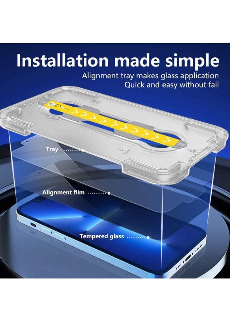 Y&D Screen Protector Compatible with iPhone 13 Pro Easy Install Kit [Premium Tempered Glass] Military Grade Glass Film Bubble Free Case Friendly Auto Alignment - Image 3