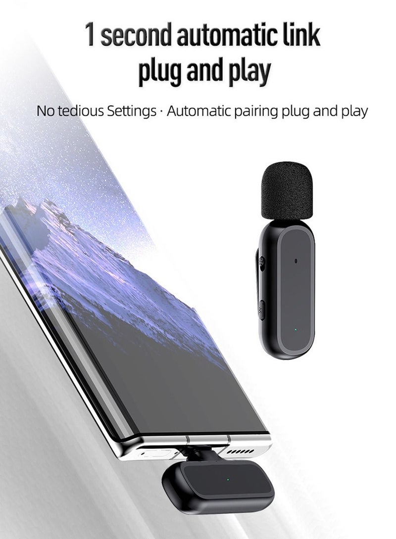 Beauenty Wireless Lavalier Microphone Bluetooth Portable with Charging Case 8H Clip on Lapel K60 Microphone Noise Cancellation for iPhone Video Recording Vlogging YouTube Interview (Black) - Image 2