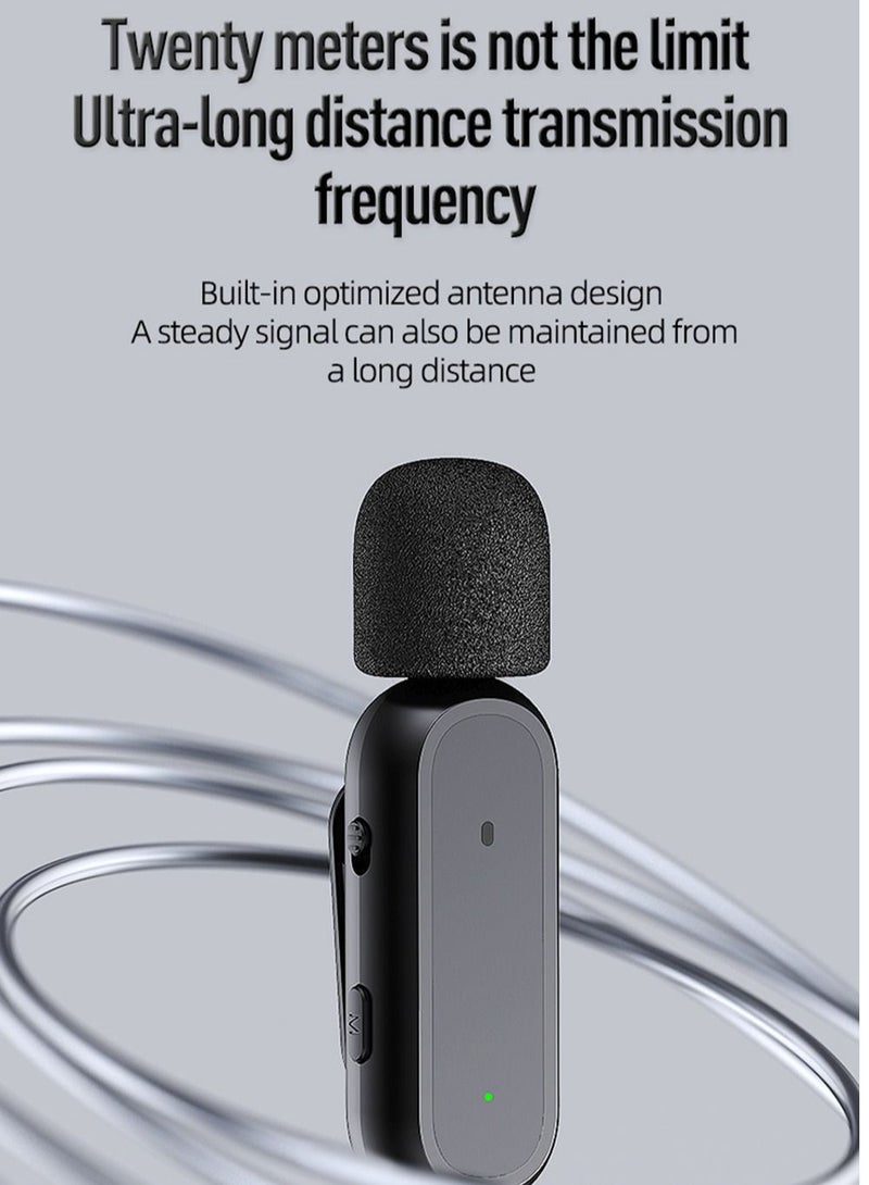 Beauenty Wireless Lavalier Microphone Bluetooth Portable with Charging Case 8H Clip on Lapel K60 Microphone Noise Cancellation for iPhone Video Recording Vlogging YouTube Interview (Black) - Image 4