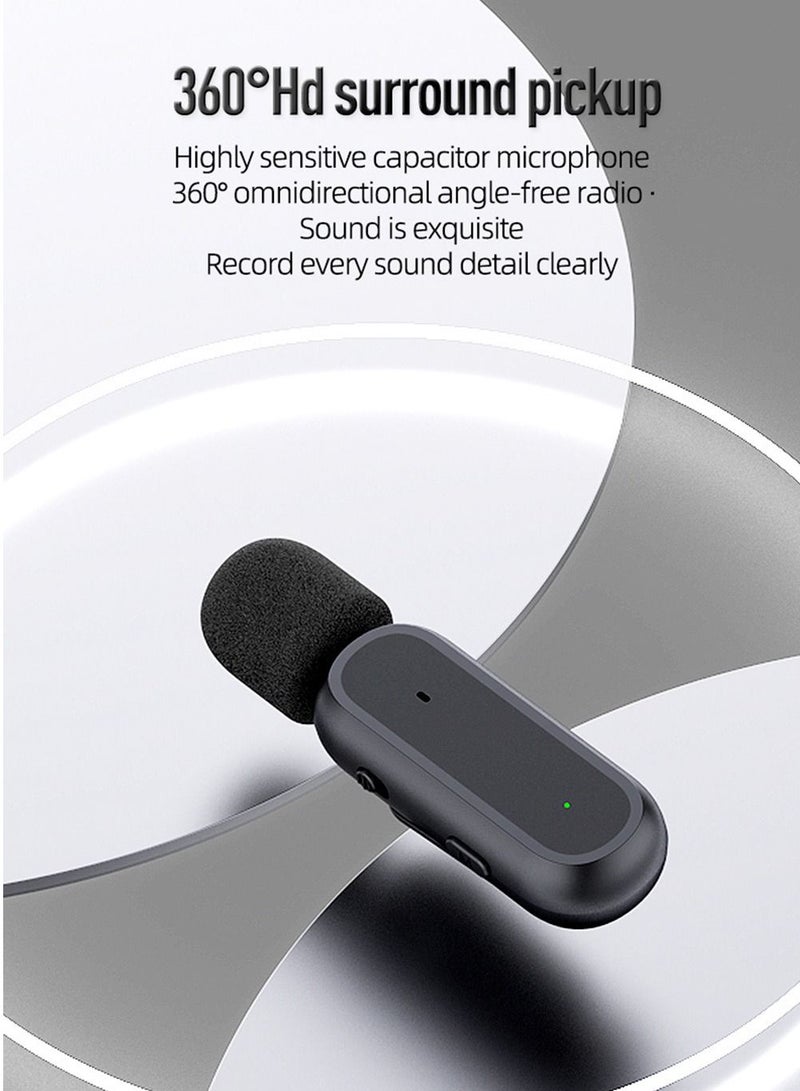 Beauenty Wireless Lavalier Microphone Bluetooth Portable with Charging Case 8H Clip on Lapel K60 Microphone Noise Cancellation for iPhone Video Recording Vlogging YouTube Interview (Black) - Image 3