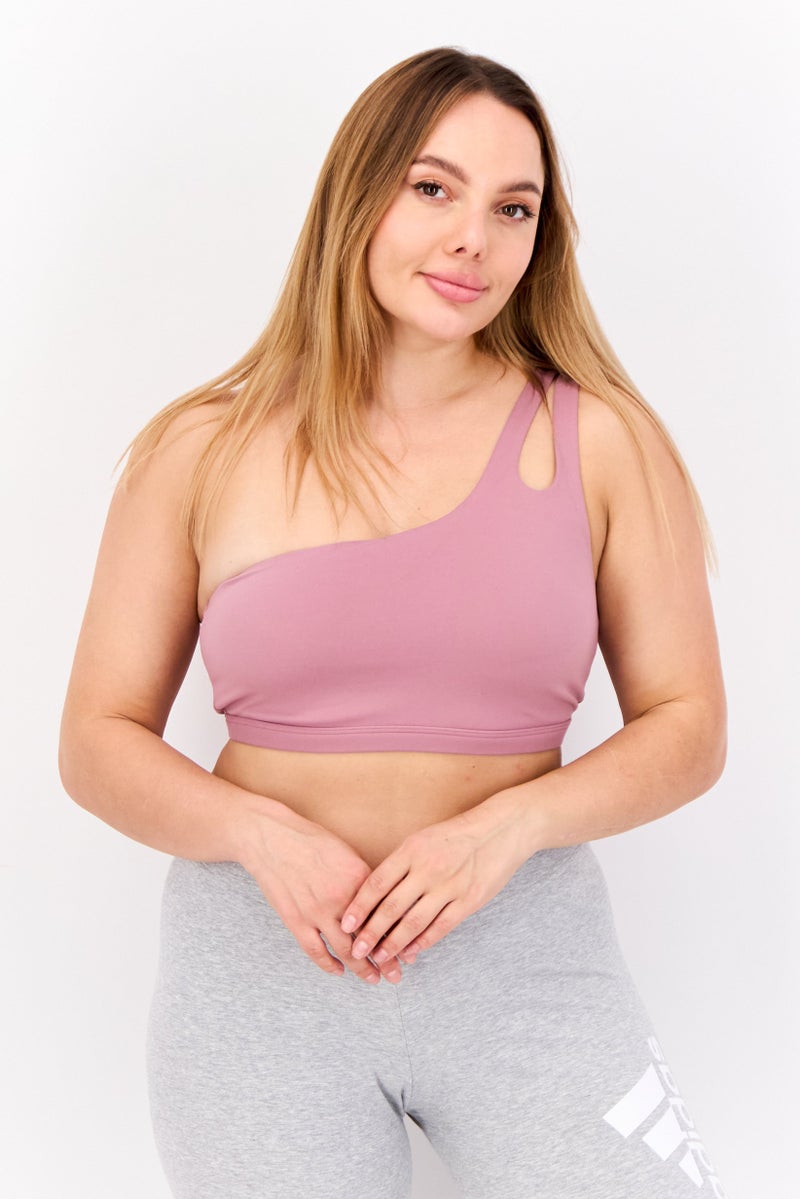 Adidas Women Brand Logo Light Support Yoga Sports Bra, Mauve - Image 1