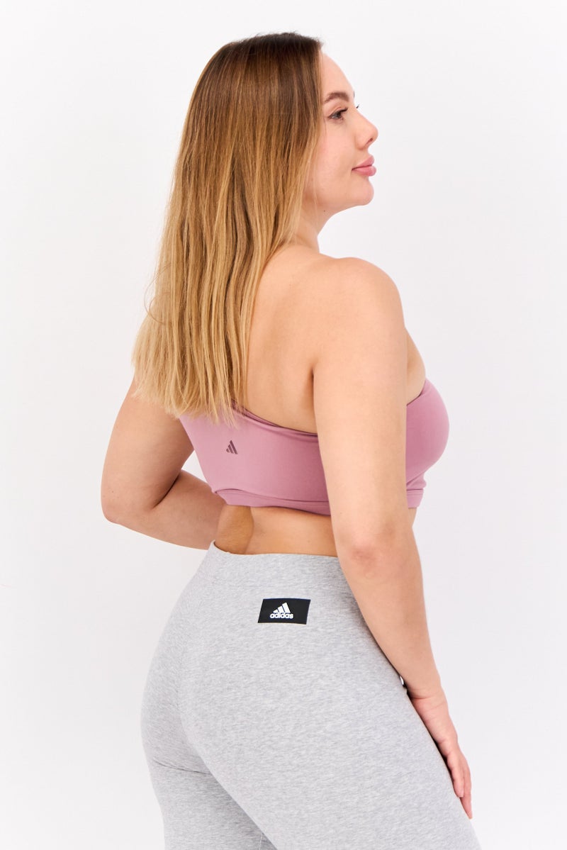 Adidas Women Brand Logo Light Support Yoga Sports Bra, Mauve - Image 2