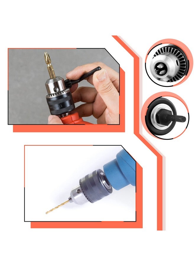 Lothee 6 Pcs 1/2-20UNF Mount 1.5-13 mm Capacity Drill Chuck Set with Converter Impact Driver Bits Chuck Drill Wrench 1/2 Inch Shank 1/4 Inch Hex Shank 1/2 Inch Socket Square Female Adapter - Image 5