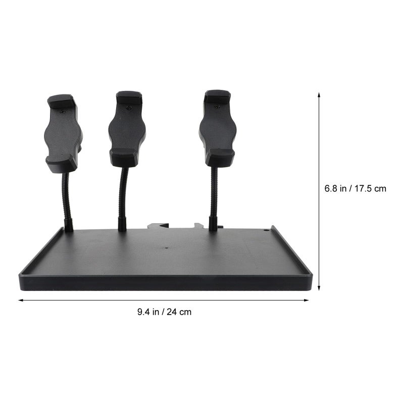 Clamp On Mic Stand Tray Large 24x17 5cm With Phone Holder And Leather Case - Image 3