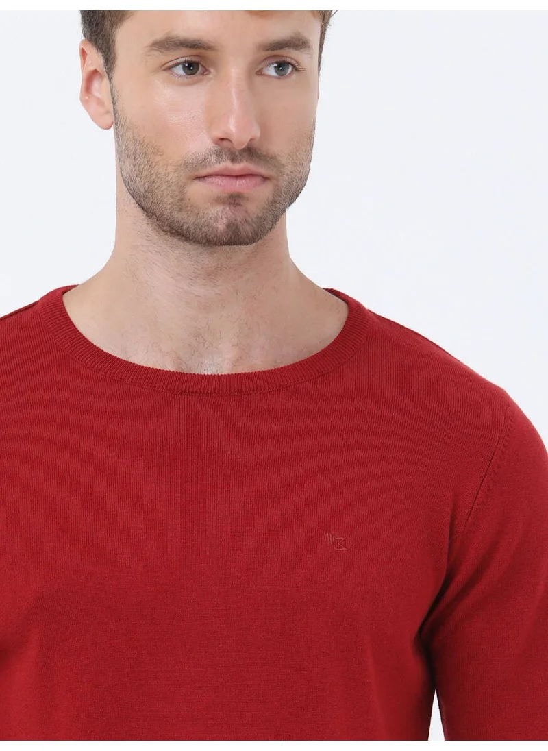 كيب Red Crew Neck Cotton Blend Sweater