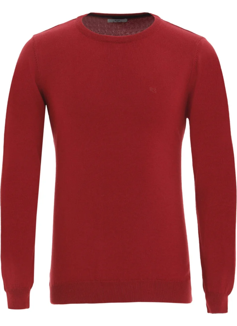 كيب Red Crew Neck Cotton Blend Sweater