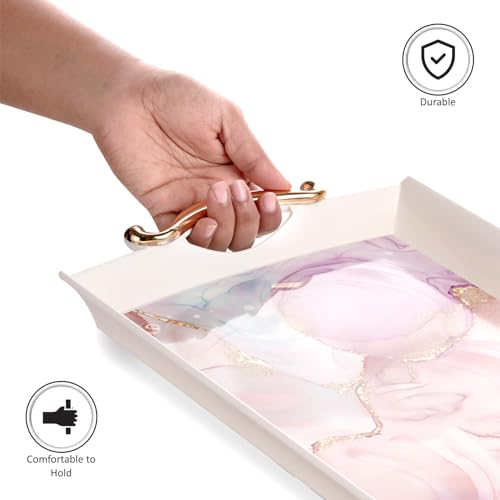 Nayasa Regency Plastic Serving Tray Set of 3 (Small, Medium, Big) | Kitchen Tray for Serving Tea, Coffee, Snacks | Multi Purpose Serveware | Pink - Image 2