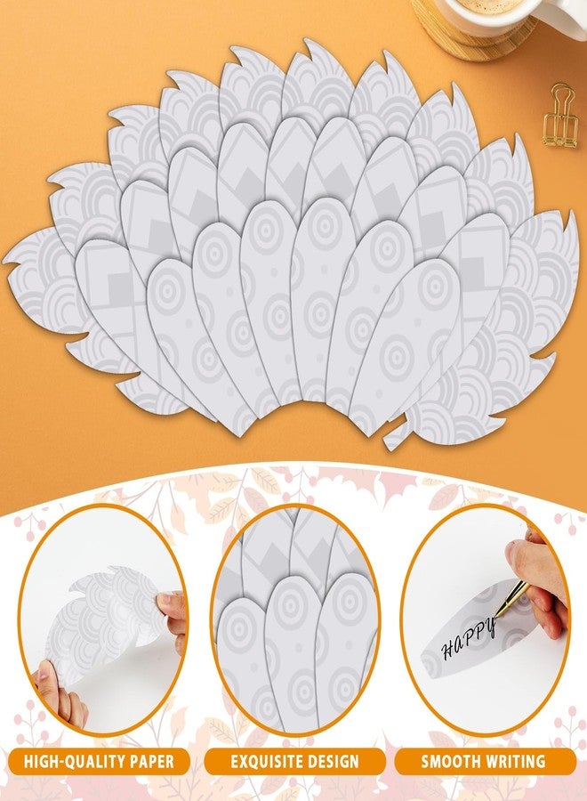 Lonfliness 32PCS Thanksgiving Feathers Bookmark Thankful Turkey Replacement Table Decorations Fall Thankful Paper Reading Bookmark to Write Turkey Paper Craft Kit Decor for Thanksgiving Party Favor - Image 3