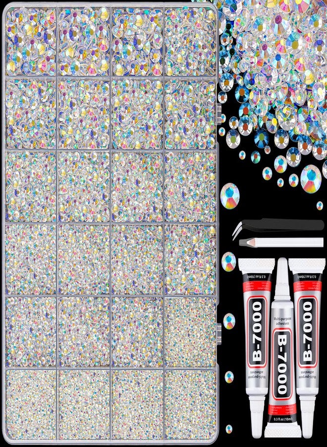TINKRSTUFF 30000Pcs Resin Jelly Rhinestones with Tweezers for Bedazzling, Transparent AB Flatback Gems, Crystal with 3Pcs 10ml B7000 Jewelry Glue for Crafting Clothing Tumblers Shoes Fabric Nail Art Makeup - Image 1
