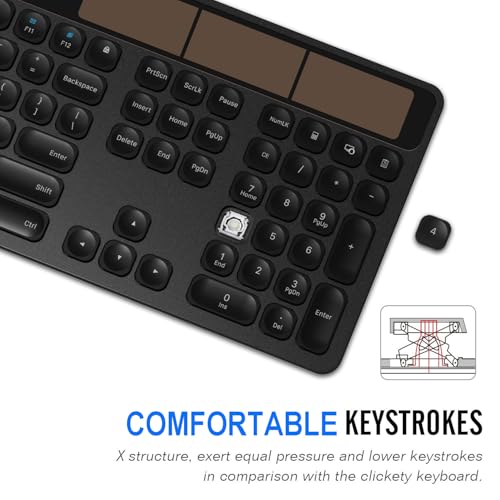 Arteck Wireless Solar Keyboard Full Size Solar Recharging Keyboard for Computer/Desktop/PC/Laptop/Surface/Smart TV and Windows 10/8 / 7 / Vista/XP Built in Rechargeable Battery - Image 5