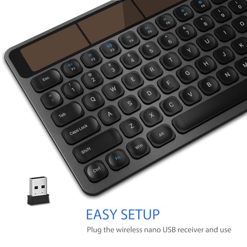 Arteck Wireless Solar Keyboard Full Size Solar Recharging Keyboard for Computer/Desktop/PC/Laptop/Surface/Smart TV and Windows 10/8 / 7 / Vista/XP Built in Rechargeable Battery - Image 4