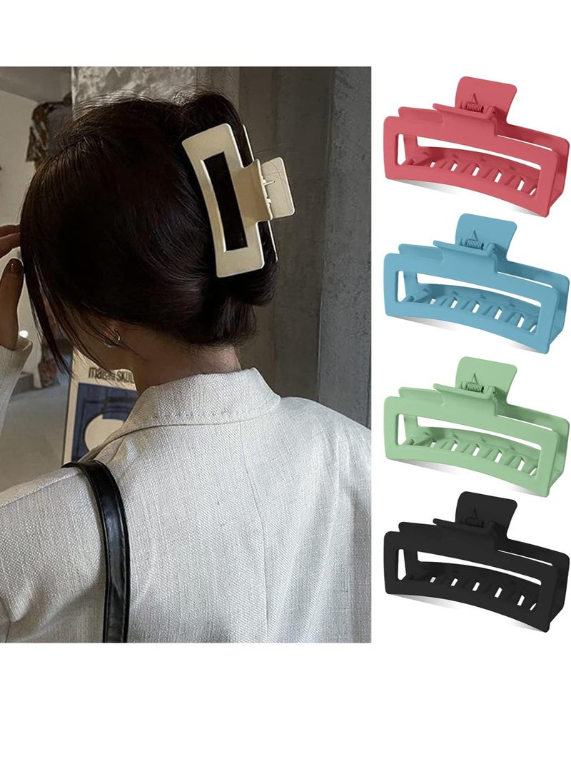 A 6 -style package of 6 rectangular haircuts for women, plastic claws, 10 cm, non -sliding in bright colors, 6 colors. - Image 1