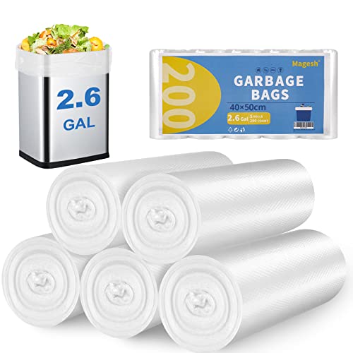 Magesh Small Trash Bags, Magesh 2.6 Gallon Trash Bags/Garbage Bags, Strong Wastebasket Liners for Bathroom Bedroom Office Trash Can, 200 Counts - Image 1