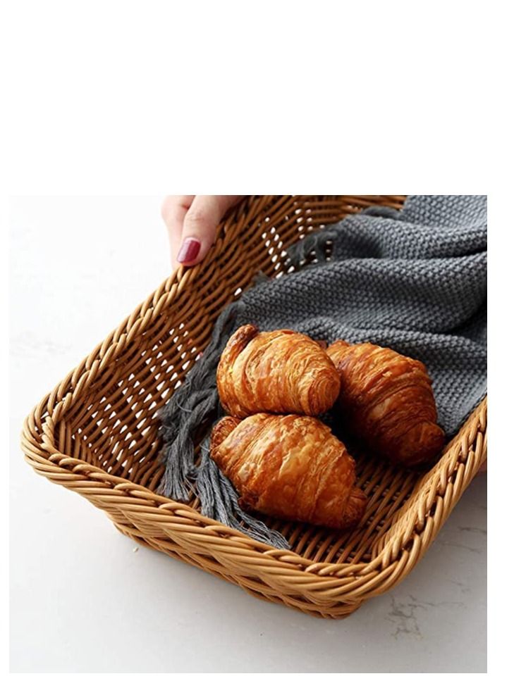 FFD Rattan Woven Bread Baskets - 4-Piece Serving Tray & Fruit Basket Set | Stylish Wicker Storage Organizers for Home Decor & Table Centerpieces”  - Image 5