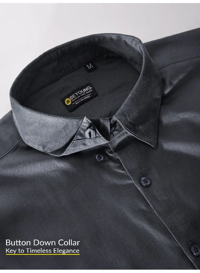 Beyoung Dark Grey Satin Shirt