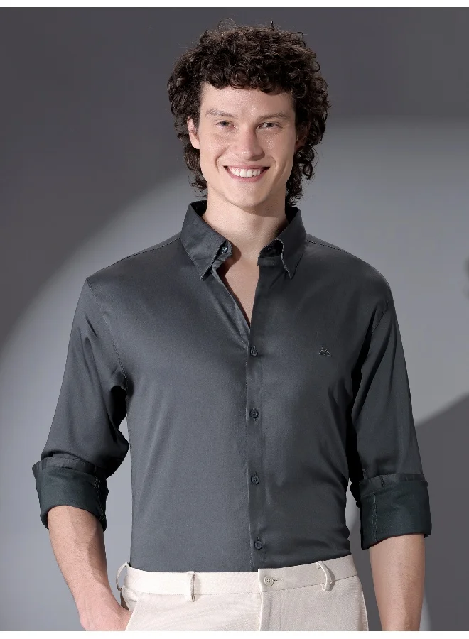 Beyoung Dark Grey Satin Shirt