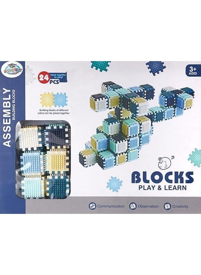 Assembly 24 Pcs "Play & Learn" Assembly Building Blocks Set - Interactive Plastic Blocks for Boys & Girls - High-Quality Educational Toy for Creativity & Skill Development. - Image 1