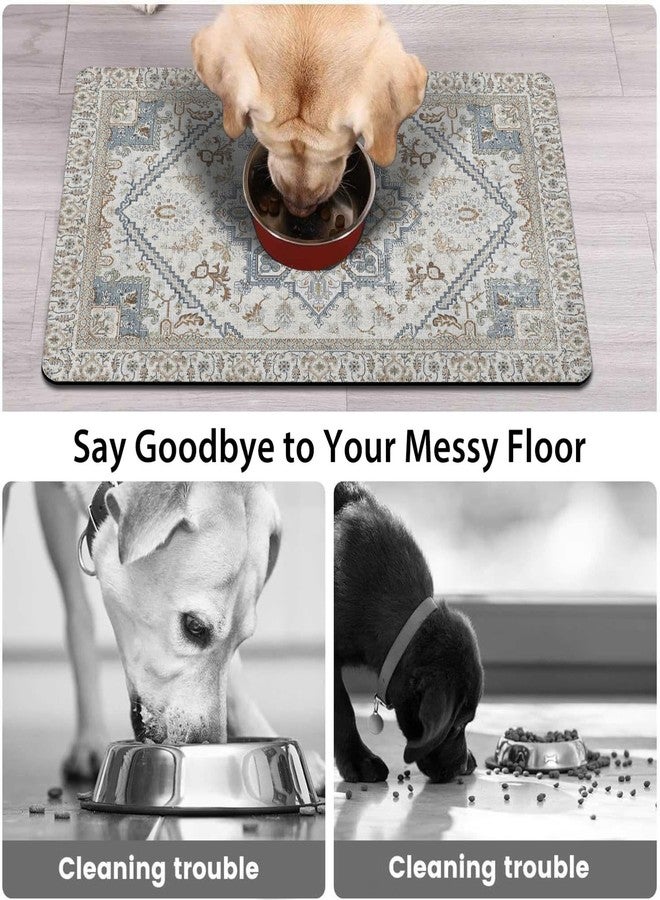 QXWREL Dog Food Mats for Floors, Absorbent and Quick-Drying Pet Cat Food Mat,Anti-Fouling and Easy-to-Clean Pet Feeding Mat,Dog Bowl Mat for Messy Drinking Water Bowls.12 x20, Bohemia Style - Image 3