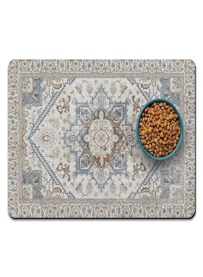 QXWREL Dog Food Mats for Floors, Absorbent and Quick-Drying Pet Cat Food Mat,Anti-Fouling and Easy-to-Clean Pet Feeding Mat,Dog Bowl Mat for Messy Drinking Water Bowls.12 x20, Bohemia Style - Image 1