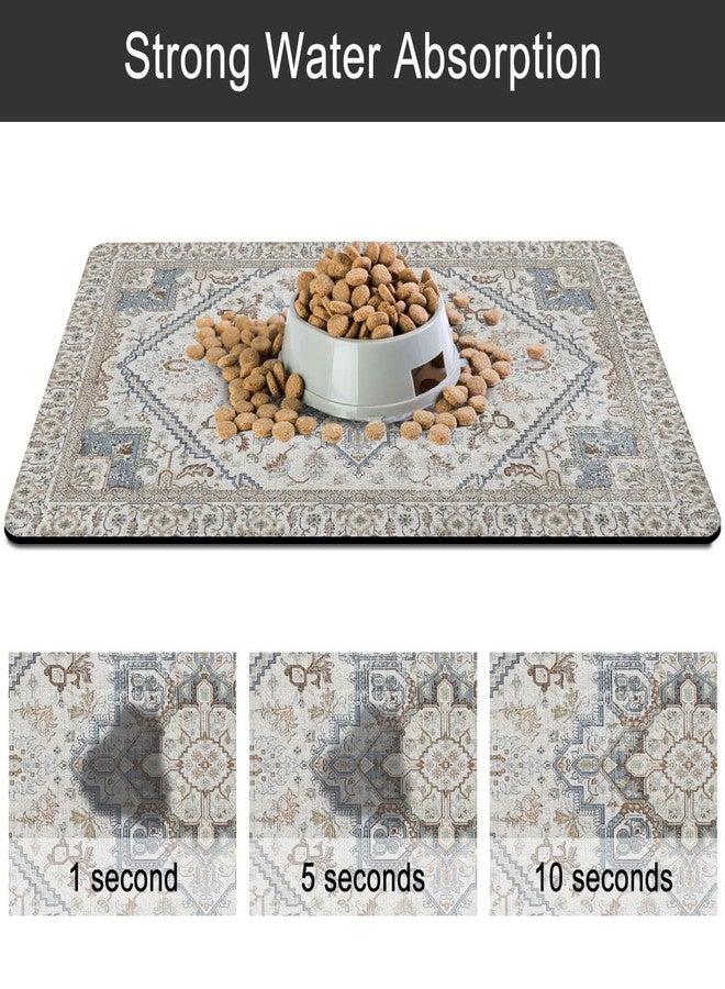 QXWREL Dog Food Mats for Floors, Absorbent and Quick-Drying Pet Cat Food Mat,Anti-Fouling and Easy-to-Clean Pet Feeding Mat,Dog Bowl Mat for Messy Drinking Water Bowls.12 x20, Bohemia Style - Image 5